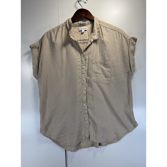 Alex & Jordan Linen Tshirt Short Sleeve Blouse Top Size L Ivory - Picture 1 of 8